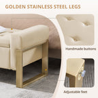 End of Bed Storage Bench, 67'' Bench for Bedroom Foot of Bed King Size, Modern Velvet Storage Ottoman Benches with Gold Legs for Windows Living Room, Beige