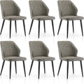 TUKAILAi Modern Dining Chairs Set of 6, Faux Leather Upholstered Kitchen Chairs with Curved Backrest & Metal Legs, Comfy Accent Side Chairs for Guest Reception Restaurant Commercial (Light Grey)