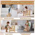 COSYLAND Tritthocker mit 2 Stufen | Kindertreppchen Schemel | Kindermöbel für Bad, Küche, Kinderzimmer ab 2 Jahre | Toilettenhocker (Natural)