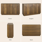 Fluted Sideboard Buffet Cabinet with Storage - 57" Credenza Coffee Bar Cabinet with 4 Doors, Accent Kitchen Storage Cabinets with Adjustable Shelves for Living Room & Kitchen, Entryway, Walnut
