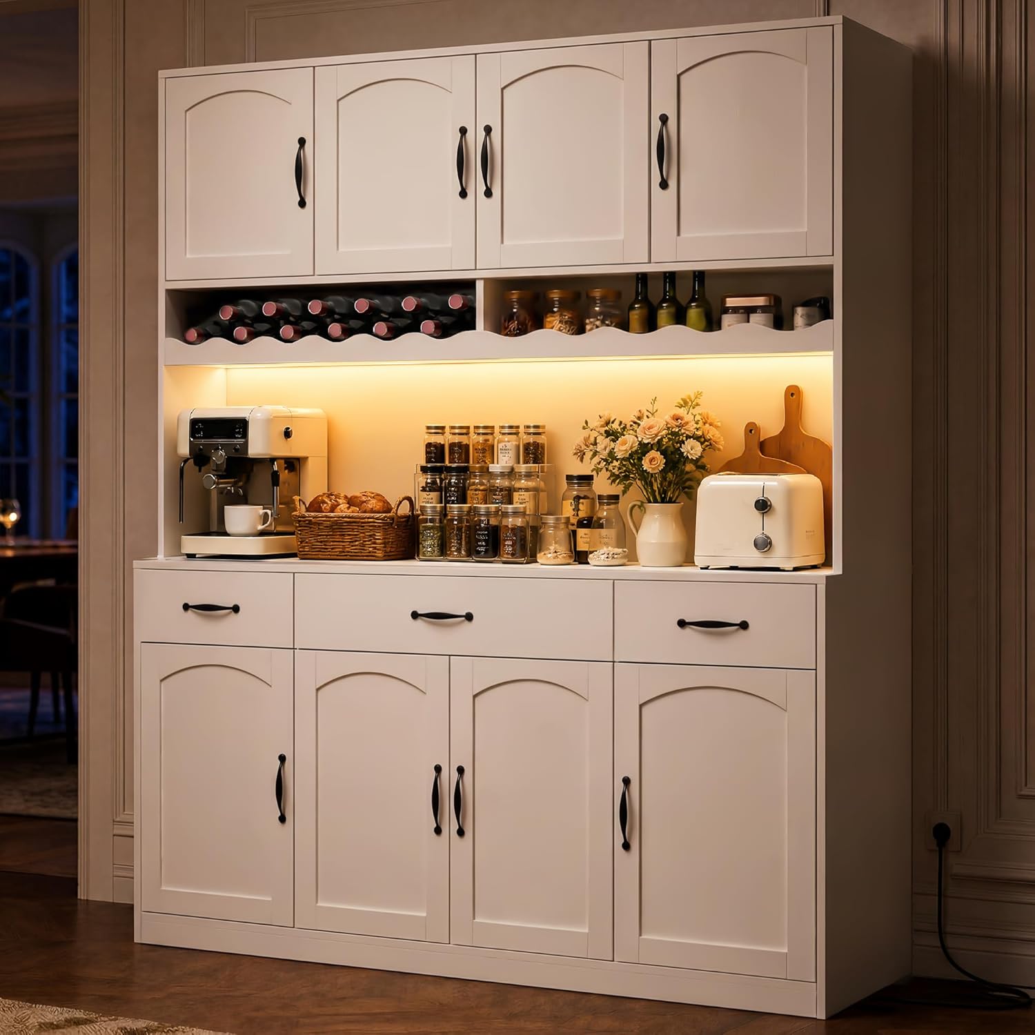 72" Tall Kitchen Pantry Cabinet Whit