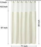 N&Y HOME Extra Long Cream Waffle Weave Shower Curtain with Snap-in Fabric Liner & Hooks Set - 71" x 84", Hotel Style & Mesh Top Window, Machine Washable - 71x84 Inches, Cream