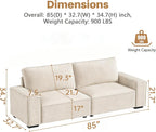 Vesgantti 85'' Chenille Couch for Living Room, 3 Seater Comfy Sofa with Wide Armrest, Thick Spring Cushions, Modern Cloud Couch for Apartment, Office, Bedroom, Small Space, Beige