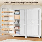 Yizosh Metal Storage Cabinet with 2 Doors and Adjustable Shelves - 61" White Kitchen Pantry Storage Tall Steel Cabinets Locker for Kitchen, Living Room, Dining Room
