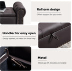51" Storage Bench for Bedroom, Faux Leather End of Bed Bench, Queen Size Bench with Rolled Arms, Tufted Storage Ottoman Benches, Upholstered Bench for Bedroom, Living Room, Entryway, Dark Brown