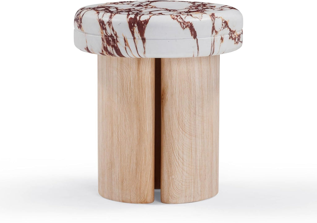 Tov Furniture Sheila Wood and Breccia Capraia Textured Concrete Side Table