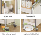 Multi-Layer Kitchen Racks Narrow Pantry Storage Cabinet for Small Spaces with Wheels Free Standing Microwave Stand Utility Organization and Storage Rack(2 Tier)