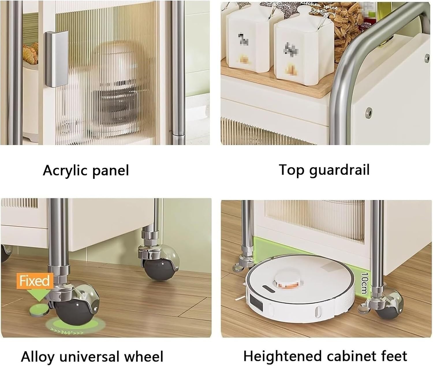 Multi-Layer Kitchen Racks Narrow Pantry Storage Cabinet for Small Spaces with Wheels Free Standing Microwave Stand Utility Organization and Storage Rack(2 Tier)