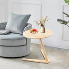 C Shaped End Table, Small Side Table, Wood Coffee Snack TV Tray Table with Metal Frame, Couch Side Table That Slides Under, Modern Sofa Tables with Round Tabletop for Sofa Couch Bed (Burlywood)