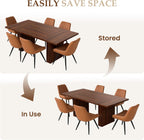 Miereirl 7-Piece Modern Farmhouse Dining Table Set with 6 Chairs, Sturdy Stable Dining Room Furniture with Soft Padded Upholstered Dining Chairs (Walnut Table + 6 Brown Chairs)