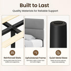 GRUSIGN King Size Platform Bed Frame with Velvet Headboard, Adjustable Height Wooden Slats Support, Upholstered Mattress Foundation, Fits Mattress or Mattress with Box Spring, Easy Assembly, Grey