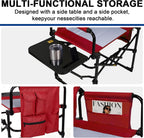 Romswi 2Pack Director Chairs for Outdoor, Folding Camping Chair, Compact Directors Chair Side Table and Side Bag, Heavy Duty Oversize Chair for Beach Fishing Picnic, Holds up to 400 lbs Red