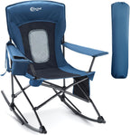 Portal Folding Outdoor Rocking Camping Chair, 350LBS Portable Rocker | 10s Fold, Compact Carry Bag, 24" Padded Back, Cup Holder, Side Pocket, 600D Polyester