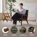 Achicsofar Accent Chair Mid Century Modern Armchair with Lumbar Support Pillow Wood Legs PU Leather Upholstered Lounge Chairs Comfy High Back Cushion for Living Room Bedroom