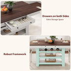 Garvee Counter Height Dining Table with 2 Drawers, 36" Farmhouse Wooden Large Bar Kitchen Table with Wine Rack & 3 Shelves, Rectangular, Thick Frame for Kitchen, Bar & Entertaining, Retro White Brow