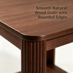 Boho Wave Engineered Wood End Table with 2-Tier Open Storage Shelf, Sturdy Load-Bearing Structure and Safety Rounded Corner Design(Walnut)