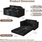 Gizoon Couch Bed Small Floor Couch 59" Convertible Sleeper Sofa | Folding Sofa Bed with 2 Pillows & Memory Foam, Corduroy Pull Out Couch for Small Spaces, Apartment, Living Room, Black