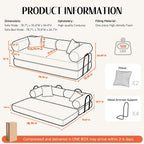 79" Corduroy Sofa Bed, Couch in a Box with 2 Pillows, High-Density Foam 4-in-1 Foldable Sleeper Futon Loveseat for Small Spaces, No Assembly, Side Pockets, Hex Arm Brown