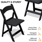Resin Folding Chairs with Cushion for Wedding, Party, 4 Pack, 660lbs | Black Folding Chairs with Padded, Lightweight Plastic Chairs, Comfortable Foldable Chairs for Picnic, Events, Back to School