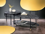 Engineered Stone Top & Black Finish Nesting Table Set | Dual-table nesting design with 15 mm thick engineered stone tops