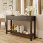 Gizoon Sofa Table with 3 Drawers, Modern Accent Console Table with Open Shelf, Large Storage Space, for Living Room, Front Hall, Entrance Hall, Study Room, Dark Brown