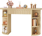 Hoctieon Fluted Console Table with Storage, Entryway Table with Side Storage Shelves, Narrow Sofa Tables Behind Couch, Hallway Tables for Living Room, Entrance, Foyer, Oak