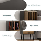 Record Player Stand with Vinyl Record Storage, Turntable Stand with Storage Cabinet Holds up to 180 Albums, Mid-Century Vinyl Holder Storage Shelf for Living Room