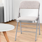 4 Pack Folding Chairs with PU Padded Cushion and Back, Commercial Grade Metal Chairs with Comfortable PU Leather Cushion for Home and Office, for Indoor and Outdoor Events (4, White-Fabric)