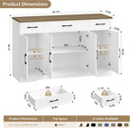 HOSTACK Kitchen Buffet Sideboard Storage Cabinet, Coffee Bar Cabinet, White