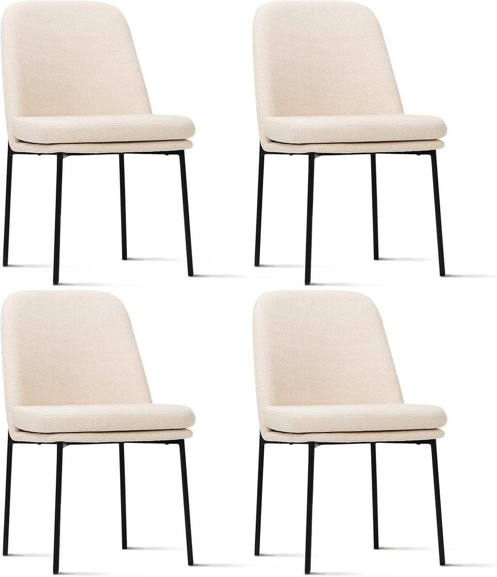 COLAMY Modern Dining Chairs Set of 4, Upholstered Dining Room Chairs Dinner Chair Kitchen Chairs with Curved Back and Metal Legs, Beige