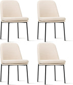 COLAMY Modern Dining Chairs Set of 4, Upholstered Dining Room Chairs Dinner Chair Kitchen Chairs with Curved Back and Metal Legs, Beige