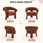 ANJ Modern Chenille Accent Chair, Barrel Armchair with Solid Wood Legs & Curved Backrest, Modern Arm Chair with Upholstered Fabric for Living Room & Vanity Room, Orange