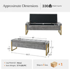 Modern Storage Ottoman Bench with Gold Metal Legs Upholstered Footrest End-of-Bed Bench with Hidden Storage, Hallway and Entryway Grey
