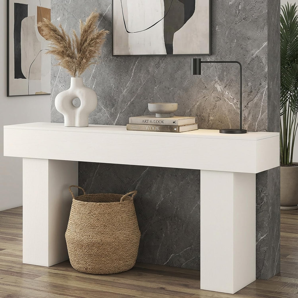63 Inch Long Console Table for Entryway, Farmhouse Wood Sofa Table Behind Couch Table, Narrow Entryway Table for Living Room, Entrance, Hallway, Foyer, Rectangular Entry Way Table, Easy Assembly