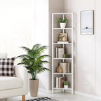 TUTOTAK 6-Tier Corner Bookshelf with LED Light, Corner Shelf