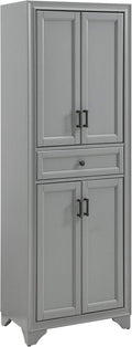 Crosley Furniture Tara Pantry Storage Cabinet with Shelves, Kitchen, Dining, or Laundry Room, Distressed Gray