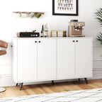 Giantex Sideboard Buffet Cabinet, 50’’ Accent Kitchen Storage Cabinet with 4-Door & 5-Position Adjustable Shelves, Modern White Sideboard with 5 Support Legs, Buffet Table for Coffee Bar, Living Room