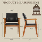 GOTMINSI Mid-Century Modern PU Leather Dining Chair with Arms, Solid Wood Frame, 320 lbs Weight Capacity, Upholstered Accent Chair for Kitchen Dining Room Living Room (Black,1pcs)