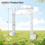 VINGLI Wooden Garden Arbor with Planter, Wedding Arch for Ceremony, Wood Garden Arbour Trellis for Plant Climbing, Pergola for Garden Backyard, Lawn, Outdoor (White)