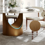 POVISON Round Dining Table for 4-6, 47" Glass Tabletop Dining Table with Bronze Carbon Steel Pedestal, Modern Dining Room Table for Kitchen, Living Room (Table Only)