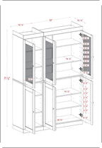 Palace Imports 100% Solid Wood 48.5"" Pantry China Cabinet with Raised Panel, Frosted Glass Doors, 2-Drawers and Adjustable Shelves