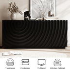 LKTART 59" Sideboard Buffet Cabinet with Storage, 4 Doors Modern Accent Storage Sideboard, Floor Cabinet Buffet with Spiral Grain for Kitchen, Living Room (Black)