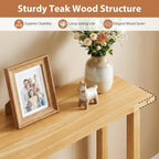 GIANTEX 47" Solid Wood Console Table, 2-Tier Narrow Entryway Table | Rustic Foyer Table w/ Teak Wood Frame and Storage Shelf, Farmhouse Sofa Table Behind Couch for Living Room (47" x 12" x 32")