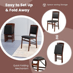 KOTEK Folding Dining Chairs Set of 2, Wooden Kitchen Chairs with Padded Seat & Backrest, Foldable Armless Side Chairs for Dining Room, Living Room