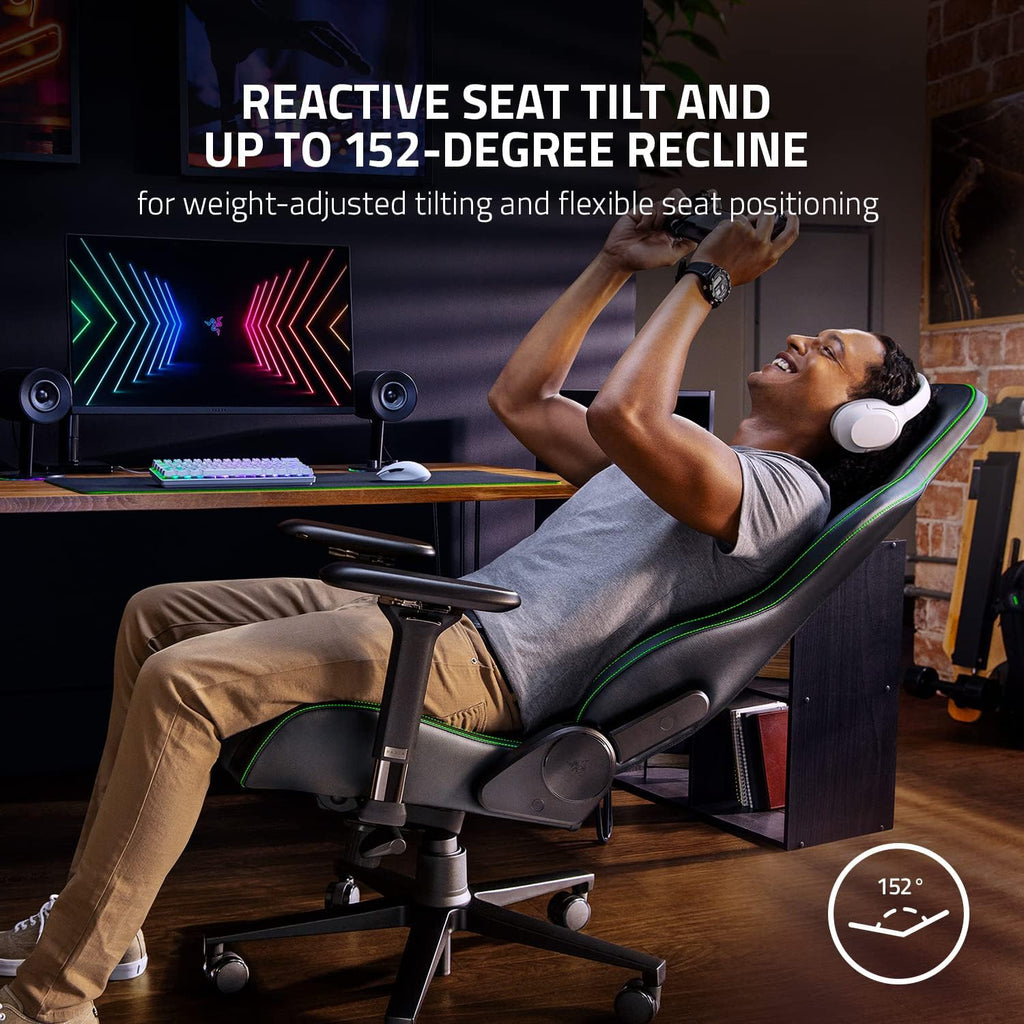 Razer Enki Gaming Chair, Built-in Lumbar Arch, All-Day Comfort, Black | Optimized Cushion Density, Dual-Textured, Eco-Friendly Synthetic Leather, Adjustable 152-degree Recline