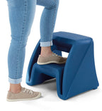 Simplay3 Handy Home Step Stool Plastic Two-Step Stool Seat - Indoor or Outdoor - 15.5" x 19" x 16" - Blue, Made in USA