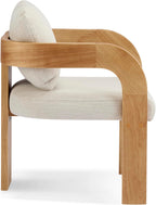 Christopher Knight Home Yorick Modern Dining Chair Set of 2 with Cushion, Solid Wood Dining Room Armchair Set, Curved Backrest Kitchen Side Chair, Living Room Comfy Extra Seat, Natural+Beige