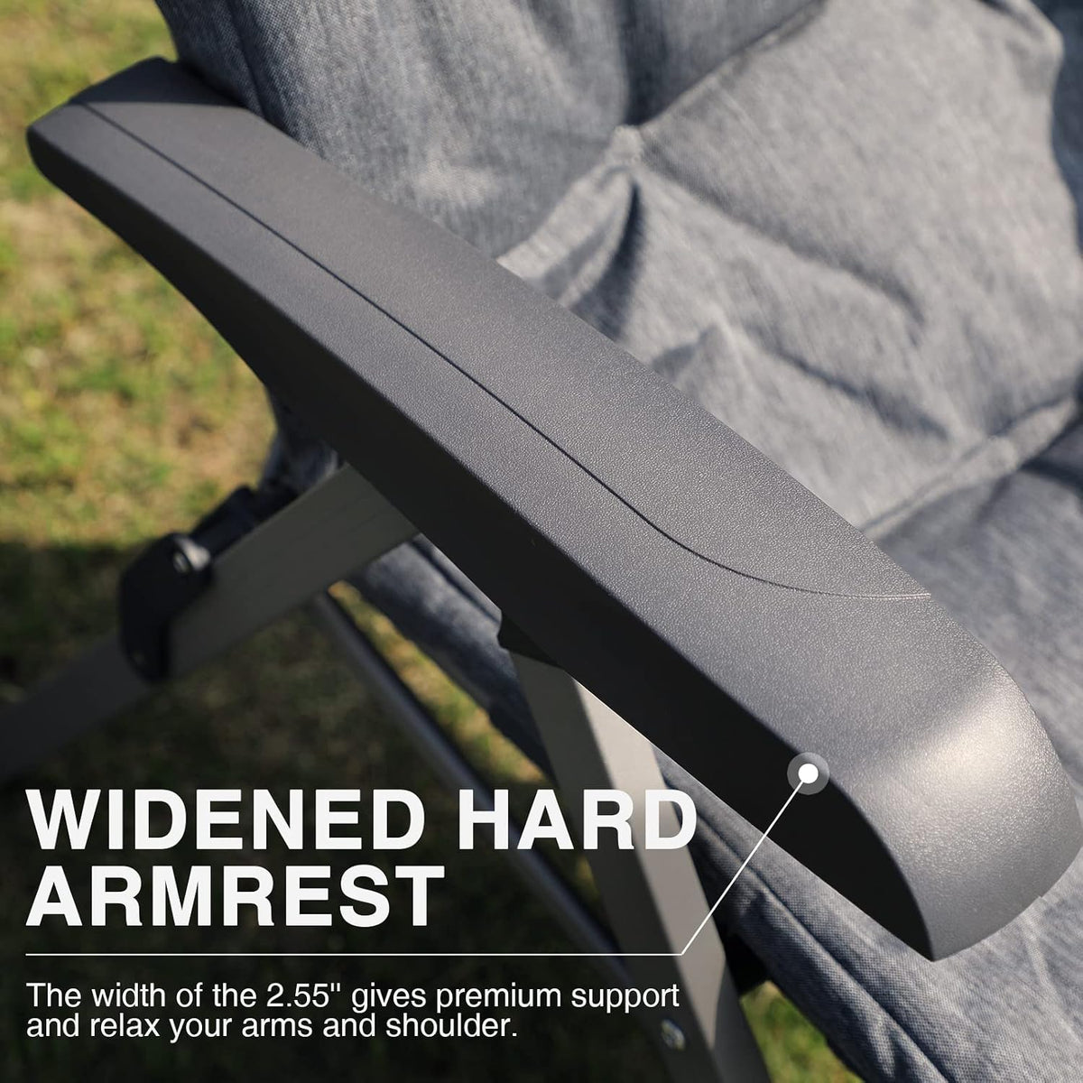EVER ADVANCED Luxury Camping Chairs 2 Set for Adults Heavy Duty High Back Oversized Folding Garden Chair Comfy Padded Loadable 330LBS Adjustable Dining Chairs 4-Position Recliner Chair Grey