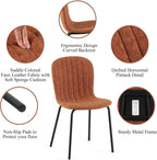 Set of 4 Dining Kitchen Mid-Century Modern Chairs with Metal Legs and PU Leather Cushion for Dining Room, Living Room, Brown