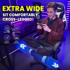 Gaming Chair for Adults Gamer Game Ergonomic PC Chair, 7-Point Support | Pocket Springs & Foam,51cm Wide Seat,Sync Armrests, 90°-135° Backrest, PU Leather, Black and White, 400lbs Load